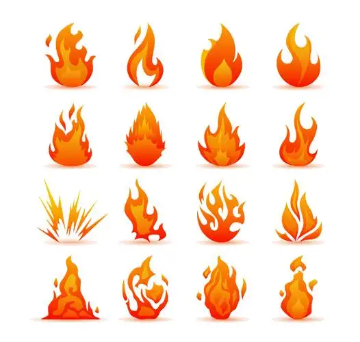 16个扁平风格的火焰火苗矢量素材epspng