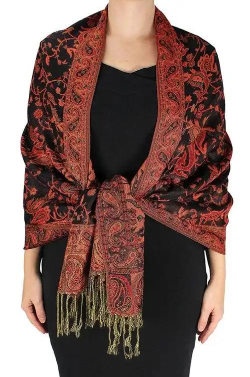 couture elegant double layer reversible paisley pashmina shawl