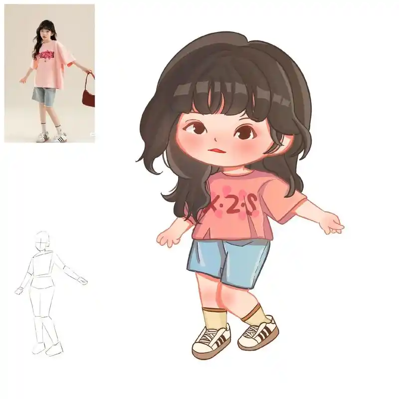 人体动态练习20.#procreate绘画 #q版人物 #照 - 抖音