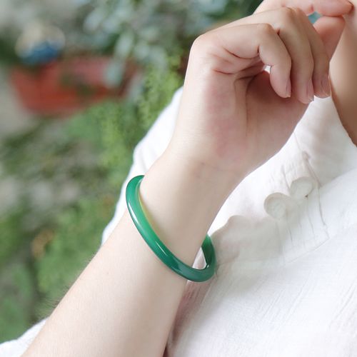 天然细圆玉镯玉石风冰民族风民族帝王翡翠女款手镯