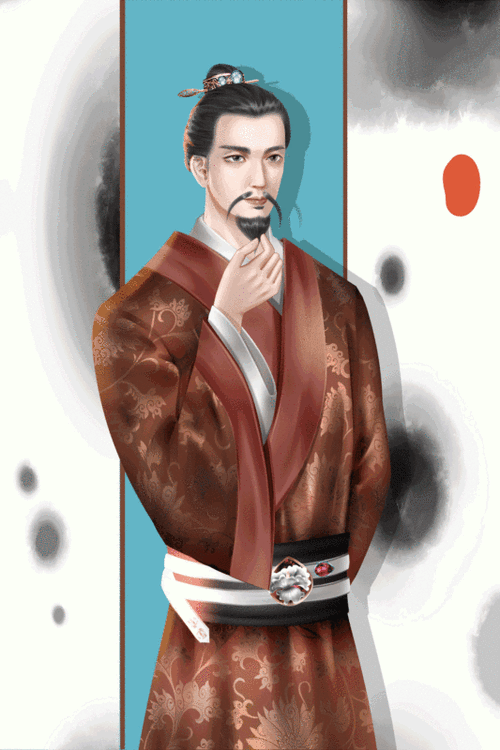 中国风古风中年人老爷插画-gif动图插画下载