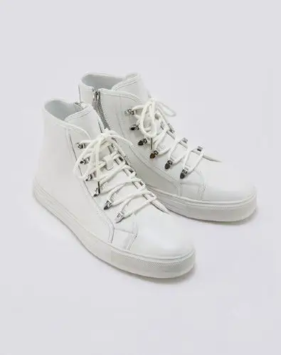 欧时力春秋装个性高帮鞋撞色系带拉链男鞋