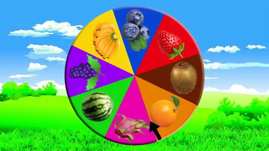 儿童学习英语认识水果,益智卡通彩色转盘游戏,婴幼儿宝宝早教动画视频