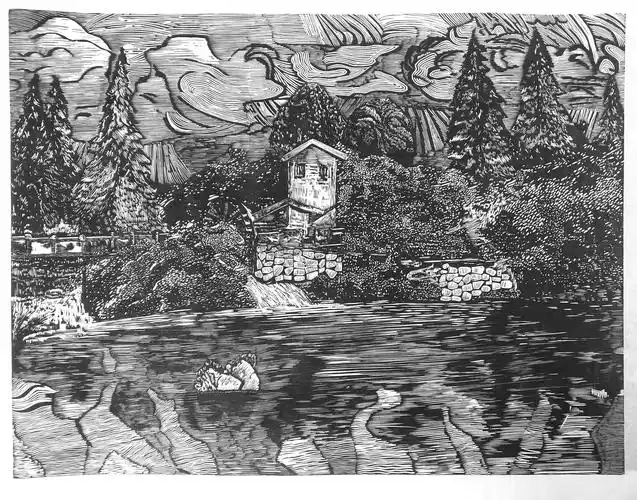 《黑白木刻风景写生》版画课程贵州民族大学美术学院版画(2)班指导