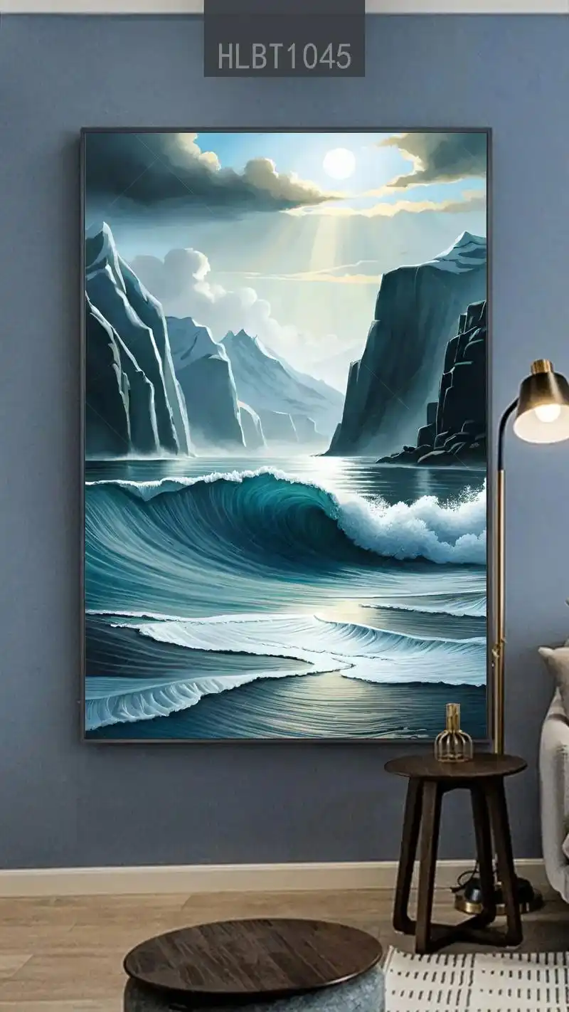 大海波涛海浪风景数字油画装饰画高清图片设计素材图库大全#装饰 - 抖