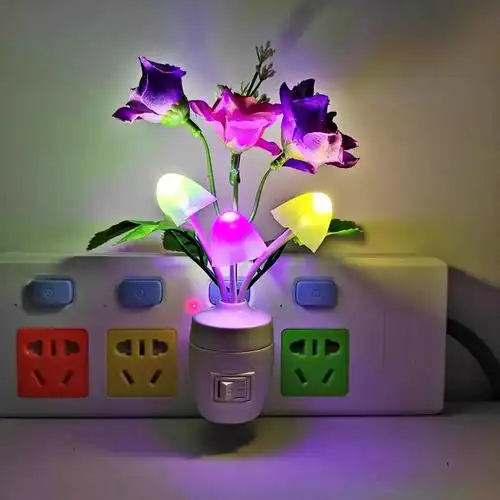 牡丹花led蘑菇小夜灯创意家居装饰夜光灯儿童房床头灯卧室睡眠灯