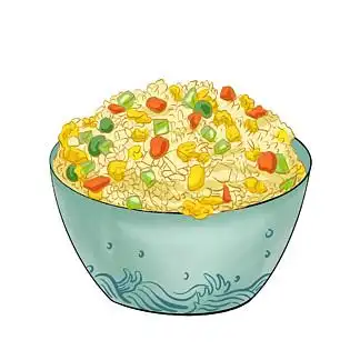 卡通 i>手 /i> i>绘 /i>美食五彩炒饭免抠素材下载