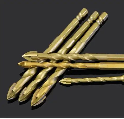 螺纹多功能硬质合金十字一字三角钻陶瓷砖水泥墙壁玻璃六角柄钻头