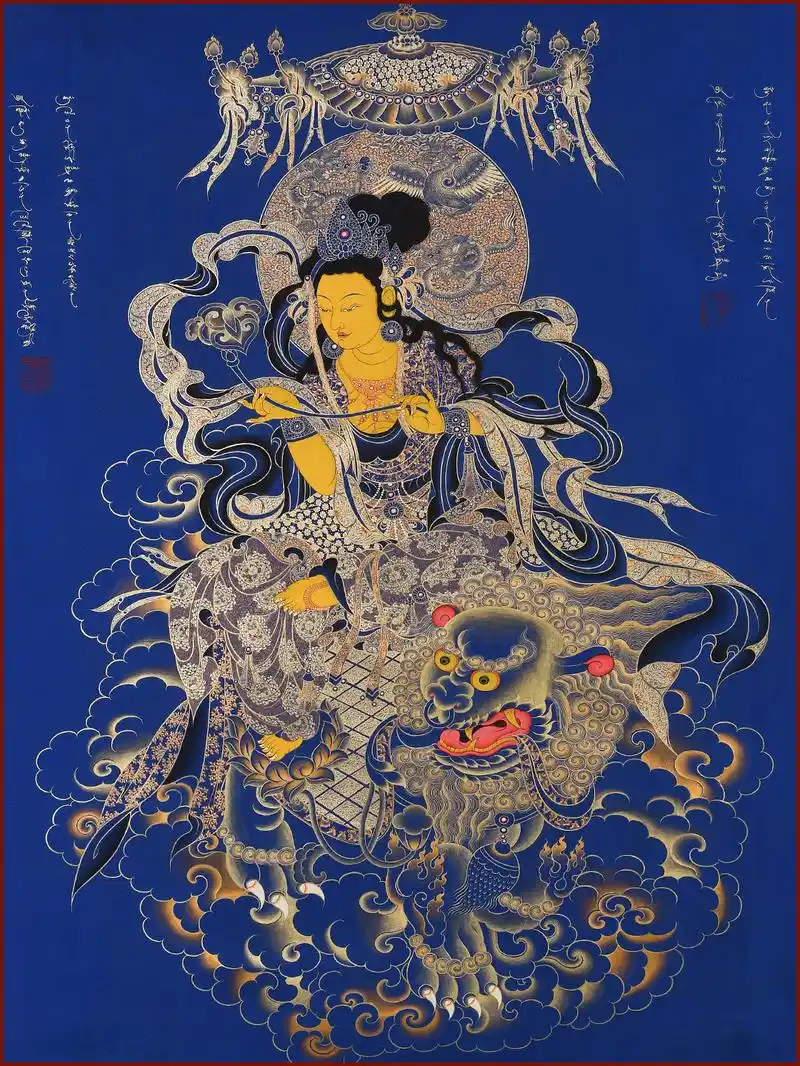 蓝唐文殊菩萨10070cm