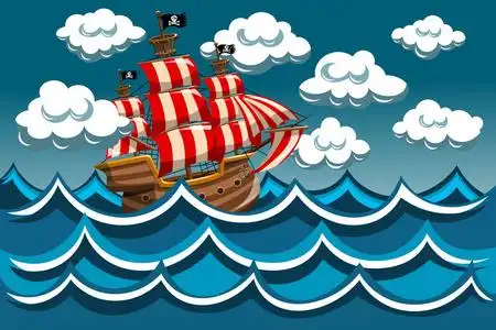 海盗船在暴风雨中照片