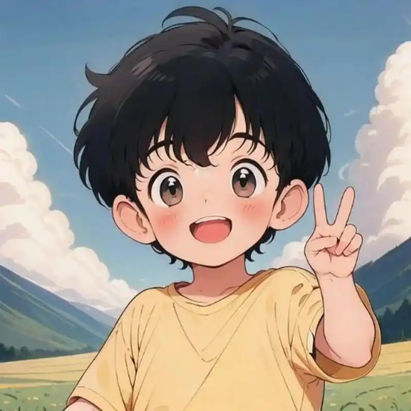 动漫头像男可爱02呆萌  这款动漫男生头像真是萌到不行,呆萌的表情