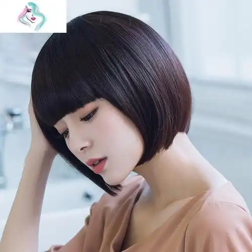 假发女短发真发bobo头内扣韩国波波头套发型齐斜刘海圆脸蓬松逼真你
