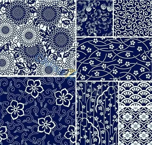 古朴蓝色碎花矢量背景图