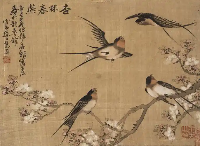 1782杏林春燕镜心绢本