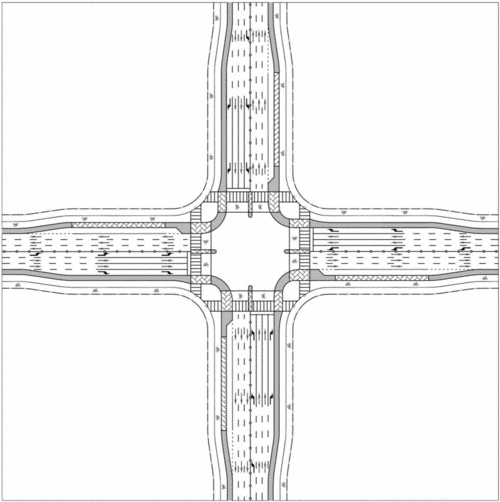 背景技术:传统的交叉口设计形式慢行等候区不明确,慢行空间不足,缺乏