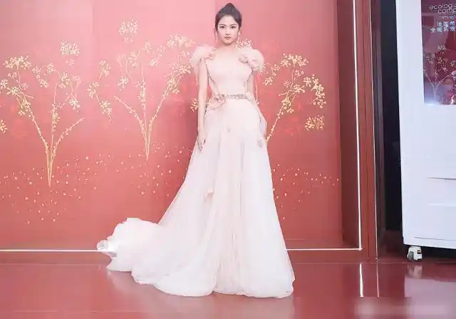 活动上陈钰琪穿着一身粉红色的拖地长裙,陈钰琪这个造型是很让人喜欢