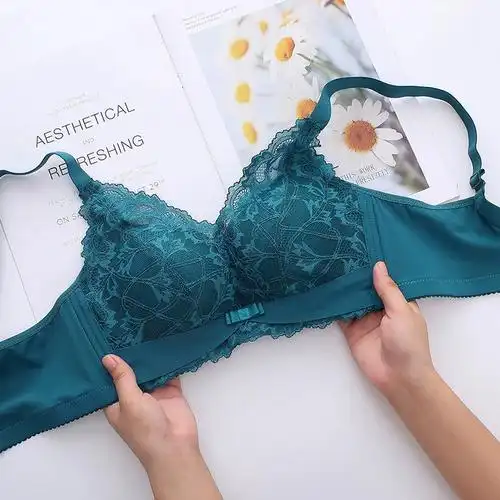 莹婷无钢圈蕾丝舒适内衣少女小胸平胸上托聚拢调整型收副乳文胸罩