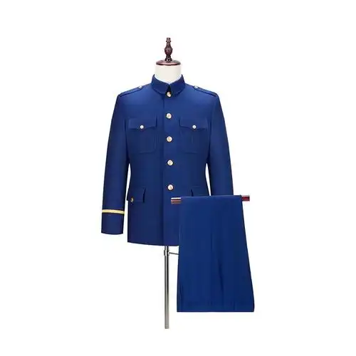 新款消防员春秋冬常服保暖火焰蓝色春秋冬工作装长袖礼服西服领