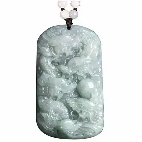 缅甸a货翡翠玉龙牌九龙护主生肖龙玉石吊坠情侣冰糯种挂件玉器