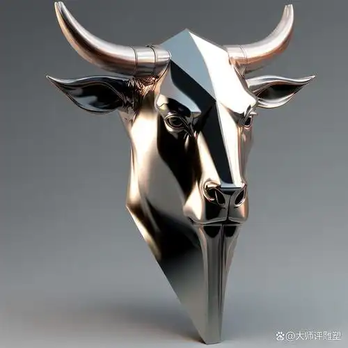 不锈钢镜面牛头雕塑艺术摆件设计寓意