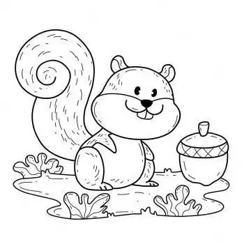 卡通松鼠和它的松果简笔画