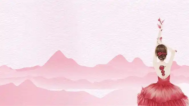 粉色唯美舞蹈女孩ppt背景图片