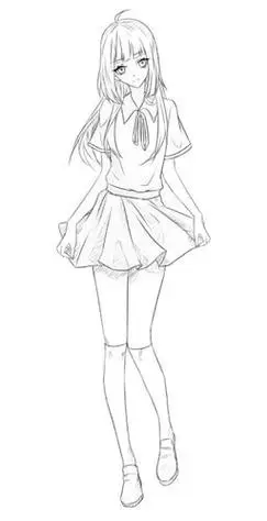 女孩简笔画全身简单