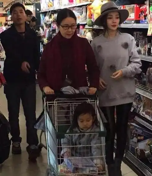李小璐和妈妈逛超市 甜馨坐推车内显霸气(图)