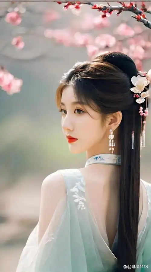 ai少女|桃花林中古风绝色美女 古典韵味 倾国倾城