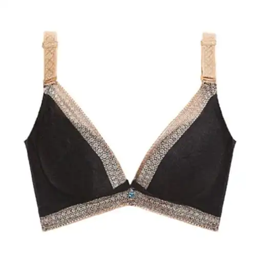 依思妃女士性感蕾丝深v金边聚拢调整型文胸收副乳加厚内衣