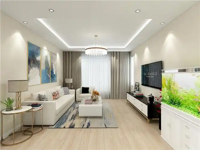 乳白色乳胶漆墙面客厅装修效果图客厅铺贴什么颜