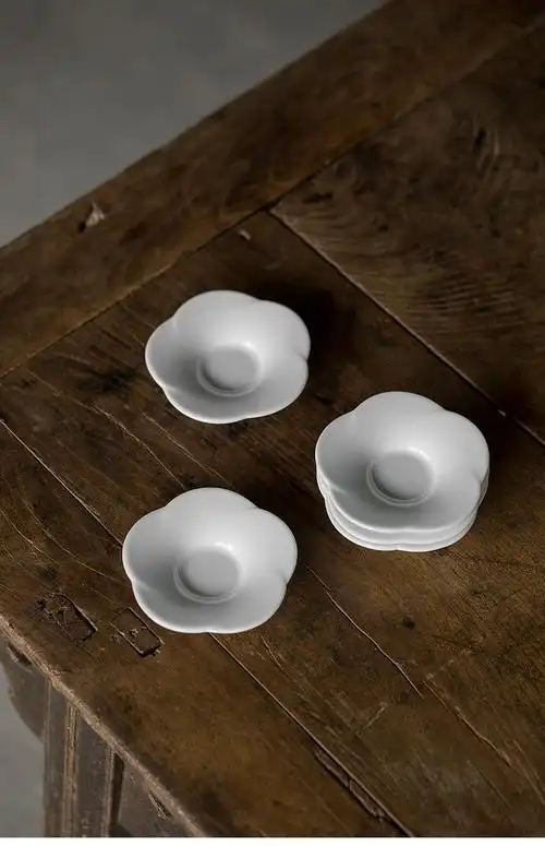 白瓷杯垫茶杯隔热茶托陶瓷杯碟底座茶席杯托茶艺茶道功夫茶具配件
