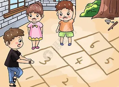 童年回忆童年故事跳房子图片素材