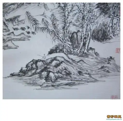 茶室清玩奉橘山水画唐王维善四尺条幅