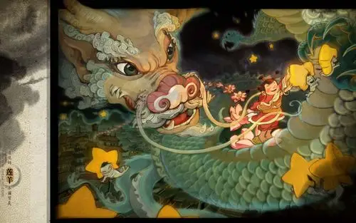 手机壁纸 壁纸详情扫描二维码下载 壁纸标签 炫酷手绘中国风造龙师