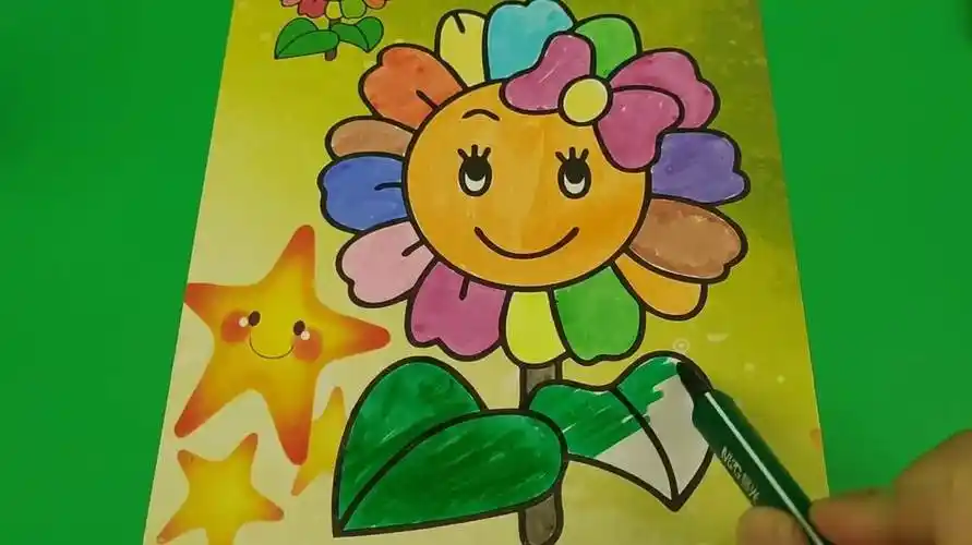 向日葵简笔画彩色 一片向日葵简笔画彩色
