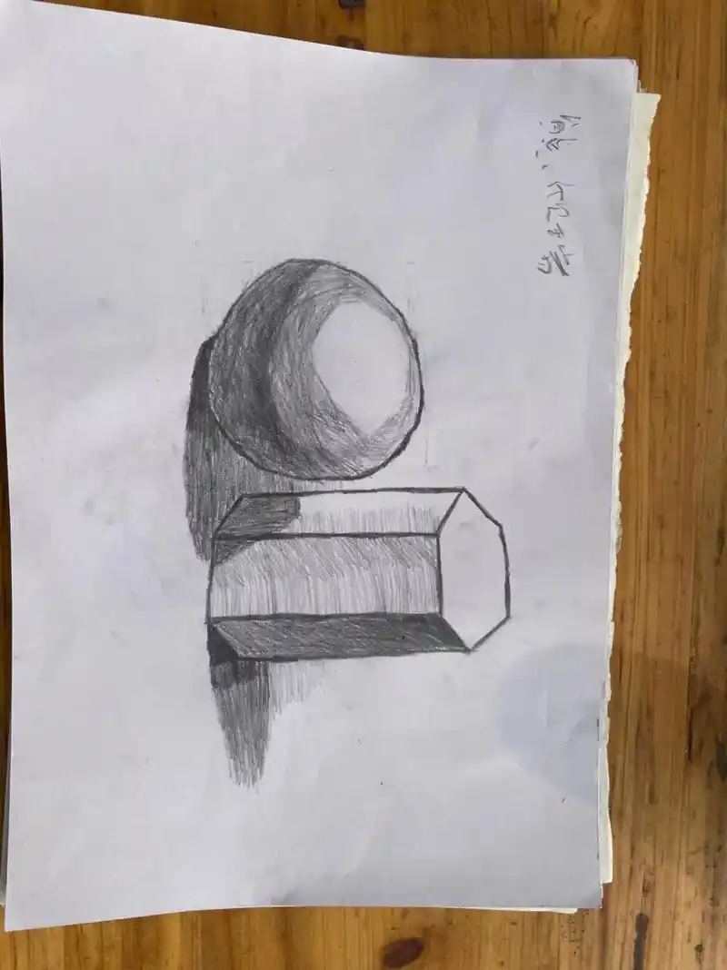 孩子学了一年的成果,学费看来没有白交#素描几何体 #一起学画 - 抖音