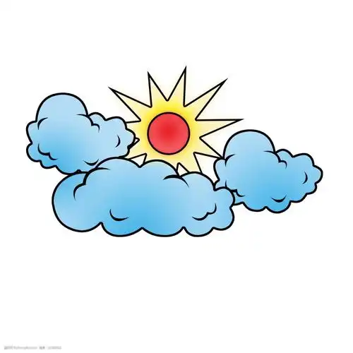 红色太阳 阳光装饰 蓝色的云朵 乌云 天气现象 云朵装饰 卡通插画