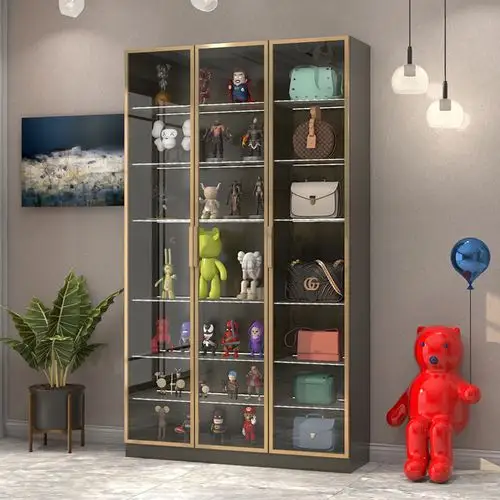 定制手办柜模型收纳柜轻奢玻璃门包包柜客厅家用玻璃展示柜带灯