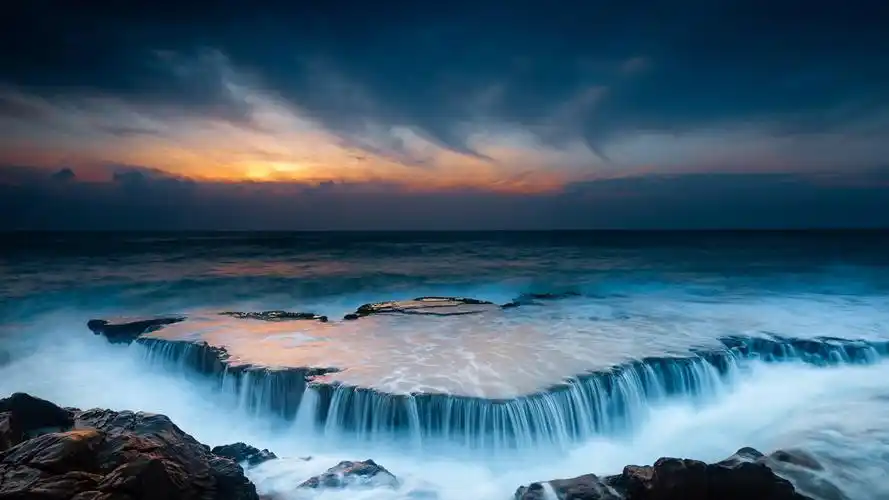 美丽的风景,海洋,沙滩,石头,日出 iphone 壁纸