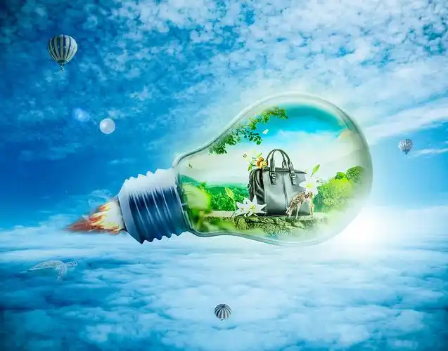 灯泡点亮融合创意