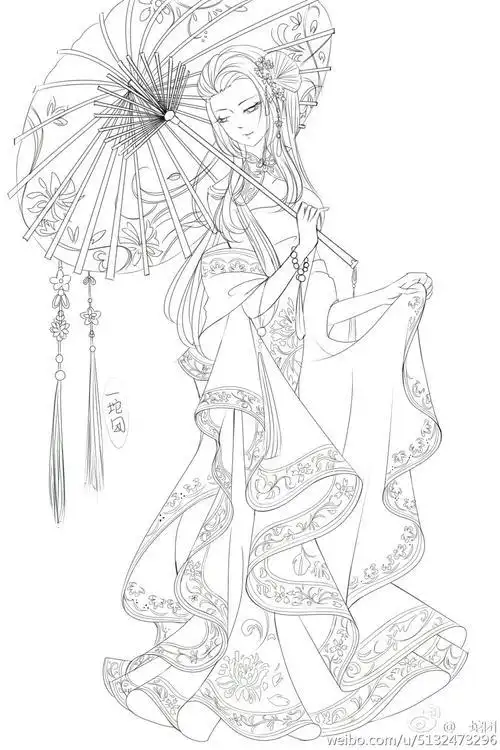 古风女子简笔画 古风女子简笔画大全