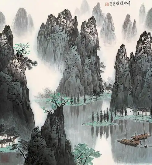 「津门网」桂林山水画第一人-白雪石代表作欣赏