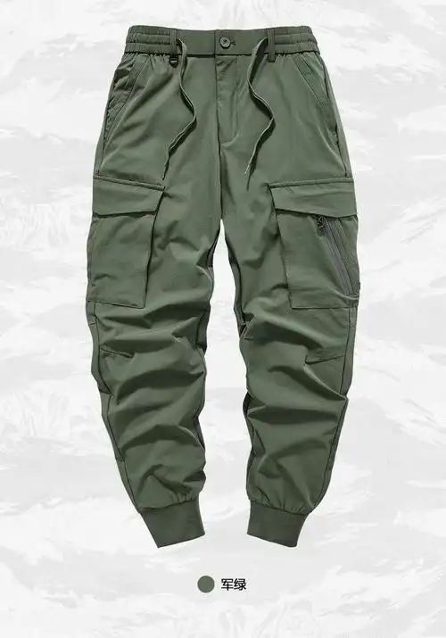 飞行机能风裤子男ins潮流百搭工装裤速干裤秋季束脚休闲运动长裤黑色m