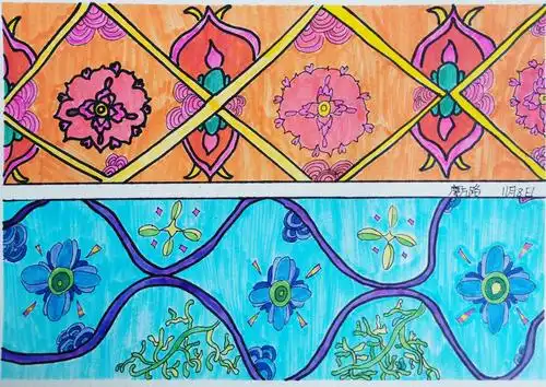 宸辰美育高级班二方连续图案设计(冷暖色调对比)