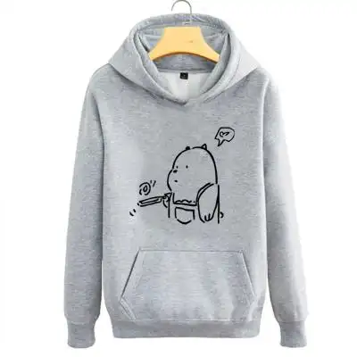 恶搞咱们裸熊北极白熊套头连帽休闲卫衣 秋冬加厚抓绒情侣外套