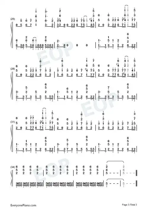 refrain-恋如雨止ed双手简谱预览3