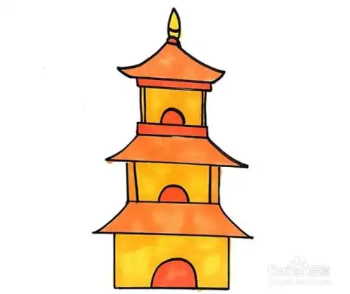 古塔简笔画怎么画双塔寺手绘简笔画古塔建筑简笔画长安塔的简笔画长安