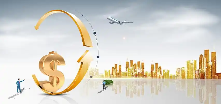 灰色简约金融城市人物展板背景