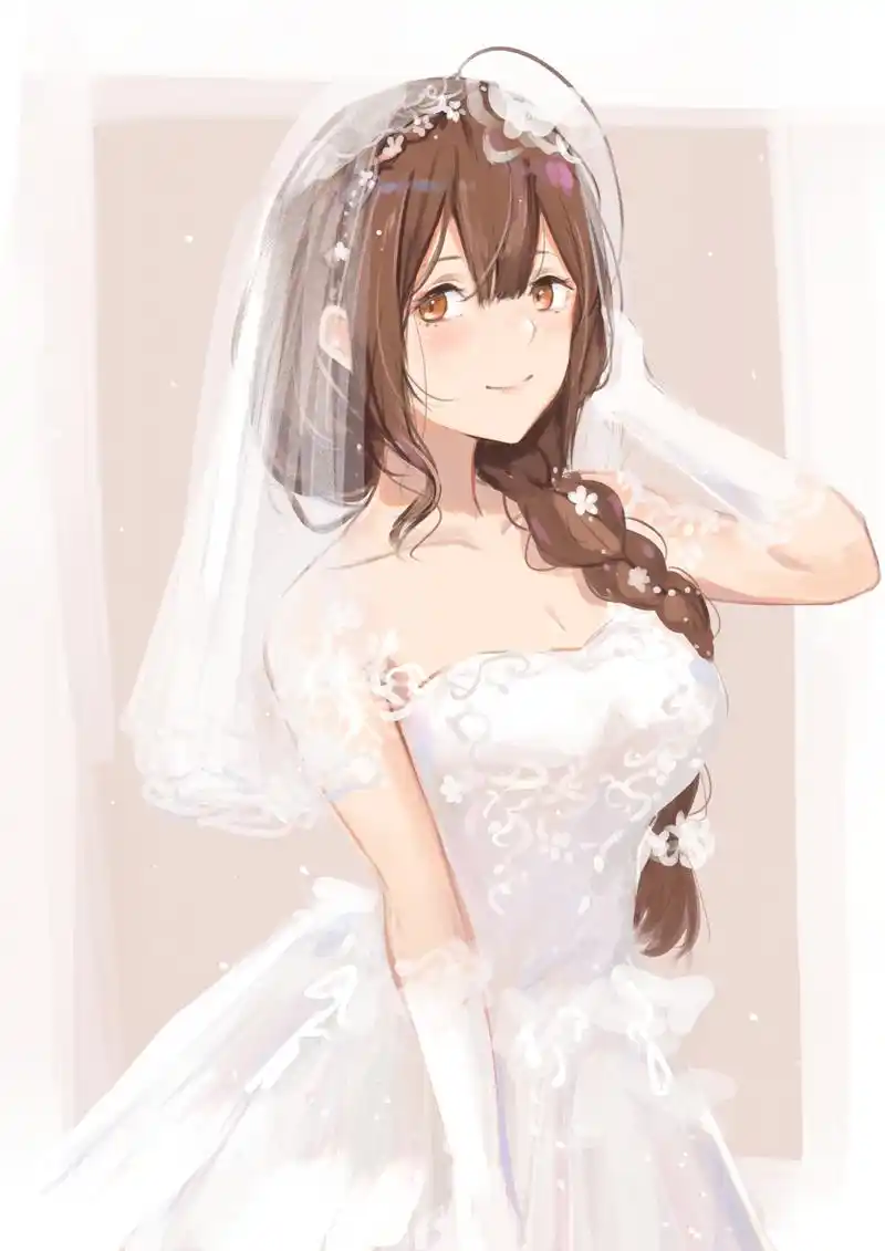 穿婚纱的少女插画总是那么美,细腻的笔画把她们画得是如此生动